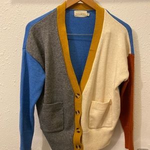 Color block V-Neck Cardigan